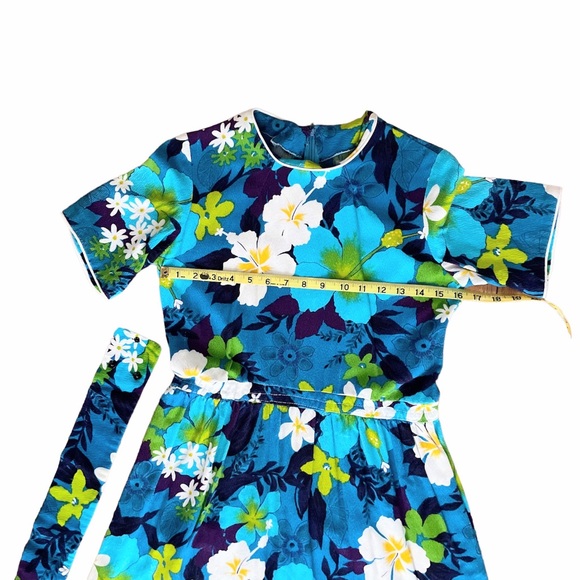 Vtg Dress Handmade Bespoke Hand Sewn Floral Crepe Cotton Summer Homemade - Picture 14 of 15